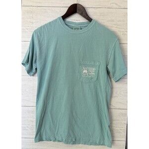 Southern Fried Cotton Pocket Sz. S Turquoise Logo T-shirt